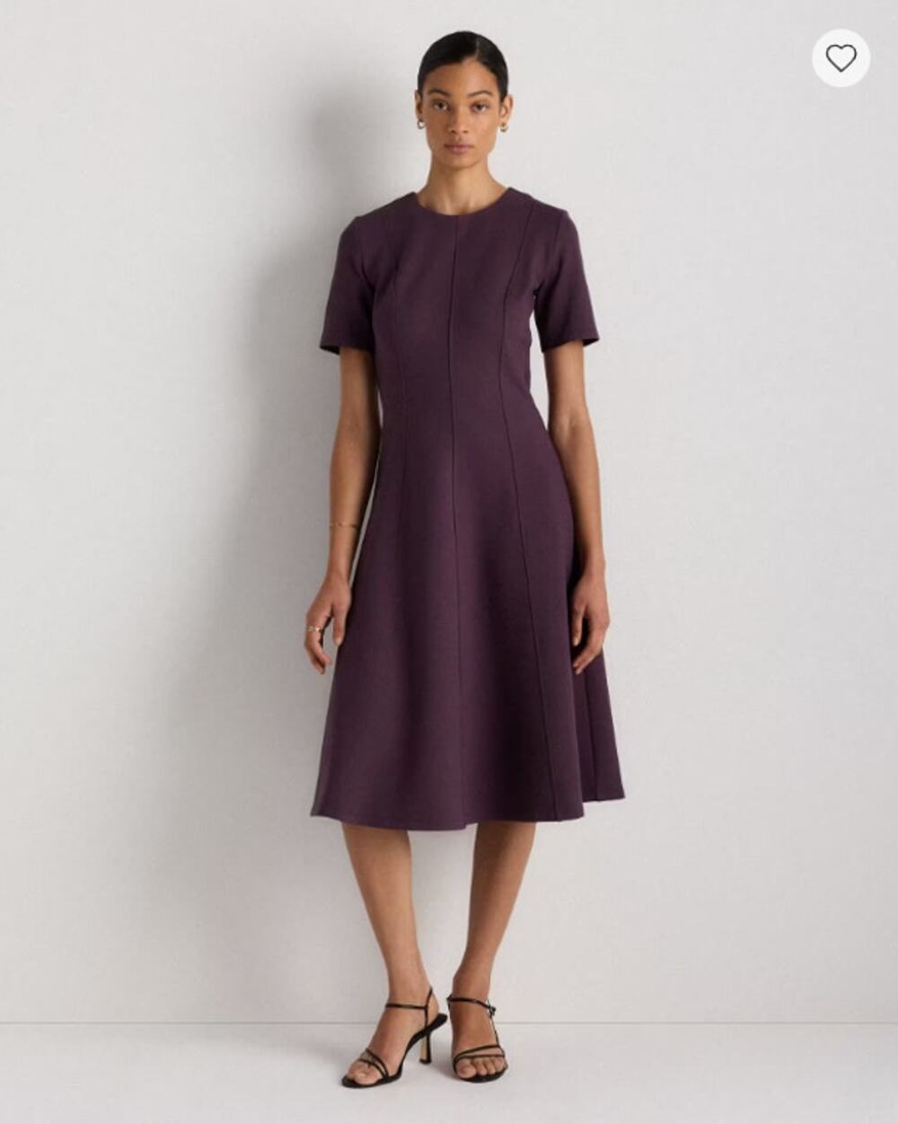 QUINCE Ultra-Stretch Ponte Short Sleeve Midi Dress Orchid Purple Sz L NWT {3Q51}